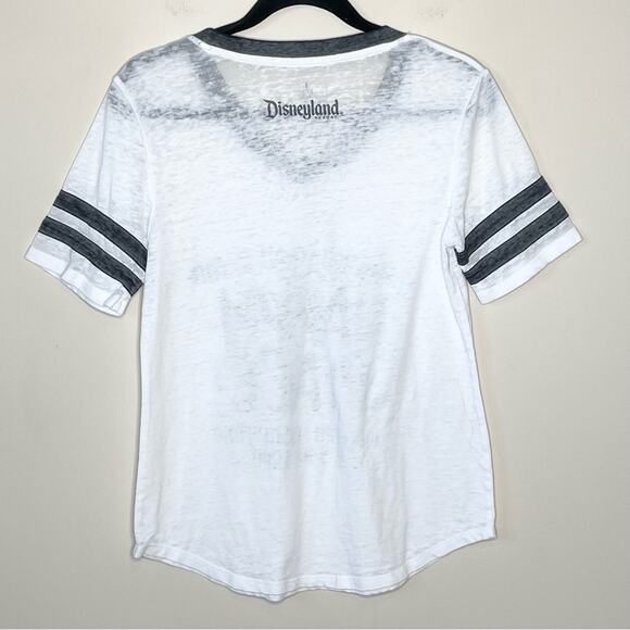DISNEY PARKS Disneyland happy place v neck paperweight burnout ringer tee small - Picture 2 of 4